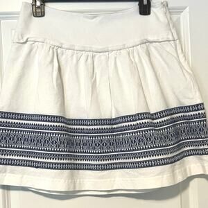 Madewell White Blue Embroidered Mini Skirt Size 4 Blue Boho Lined Zip